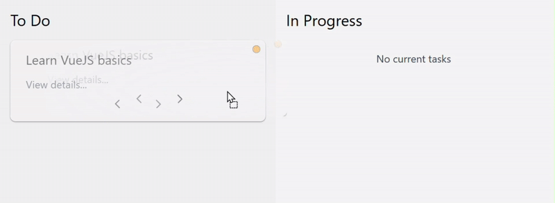 A task card being moved through drag and drop interaction