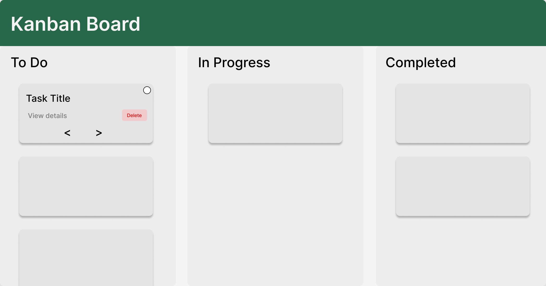 Figma design of a kanban board