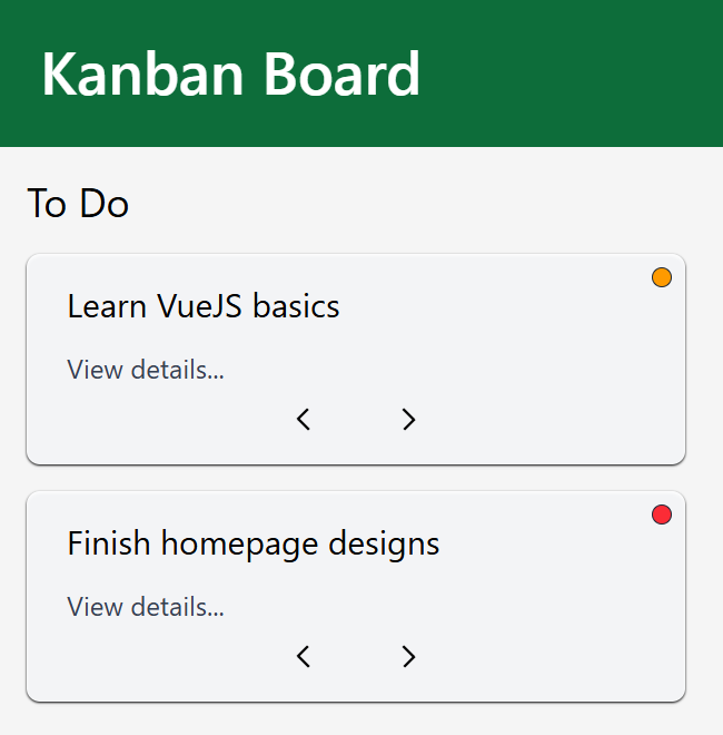 task board consisting of two task cards